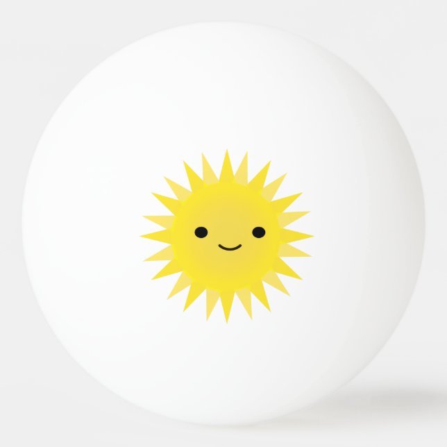 Cute Kawaii Smiling Sun Ping Pong Ball (Front)