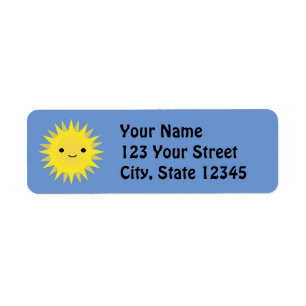 Cute Kawaii Smiling Sun Return Address Label