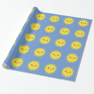 Cute Kawaii Smiling Sun Wrapping Paper