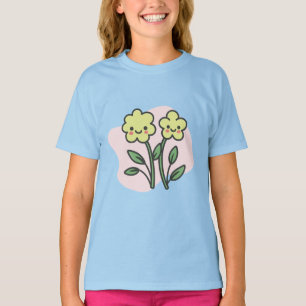 Cute Kawaii Smiling Yellow Flowers Kids T-Shirt