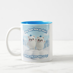 Cute Kawaii Snow Bears – “Did Ya Read Your Bible'' Two-Tone Coffee Mug