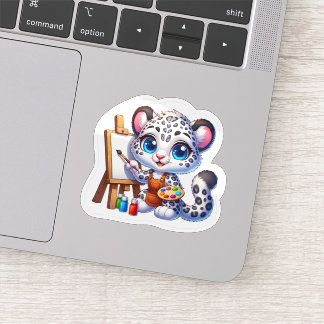 Cute Kawaii Snow Leopard Artist Stickers Painting