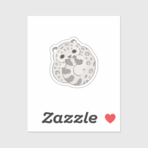 Cute Kawaii Snow Leopard Biting Tail Sticker