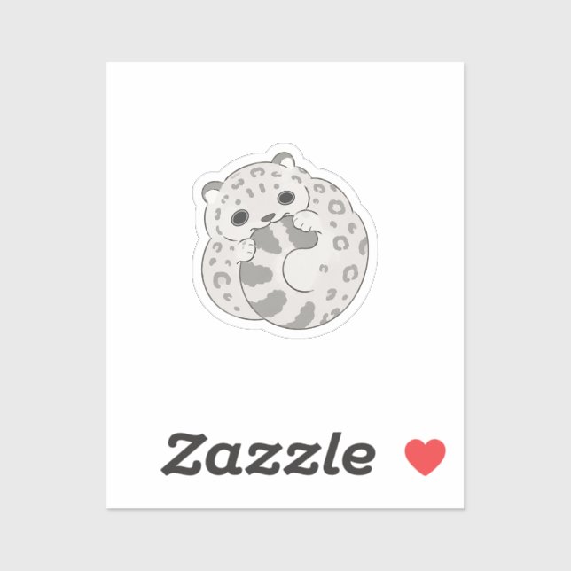 Cute Kawaii Snow Leopard Biting Tail Sticker (Sheet)