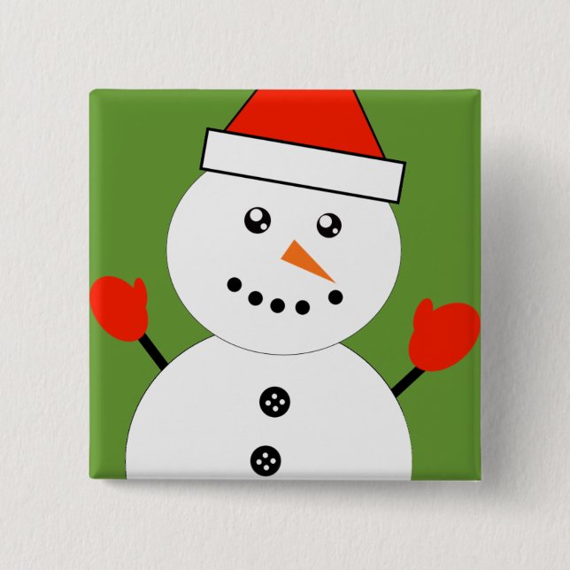 Cute Kawaii Snowman 15 Cm Square Badge (Front)