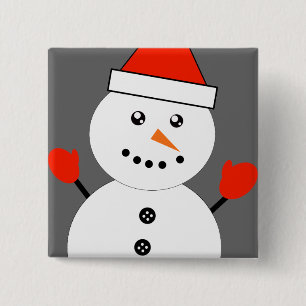 Cute Kawaii Snowman 15 Cm Square Badge