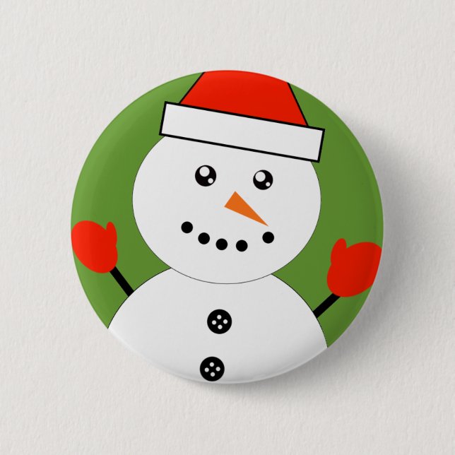 Cute Kawaii Snowman 6 Cm Round Badge (Front)