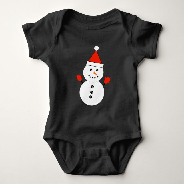 Cute Kawaii Snowman Baby Bodysuit (Front)