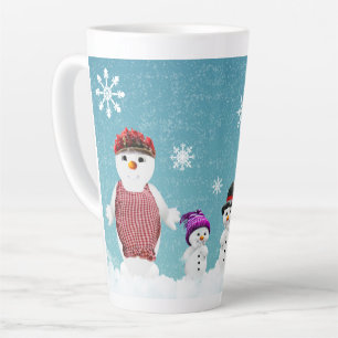 cute kawaii Snowman Family Christmas Festive Latte Mug
