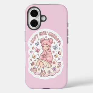Cute Kawaii Soft Girl Energy Pastel Pink Phone iPhone 16 Case