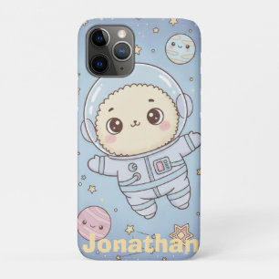 Cute Kawaii Space - Astronaut and Smiling Moon iPhone 11 Pro Case