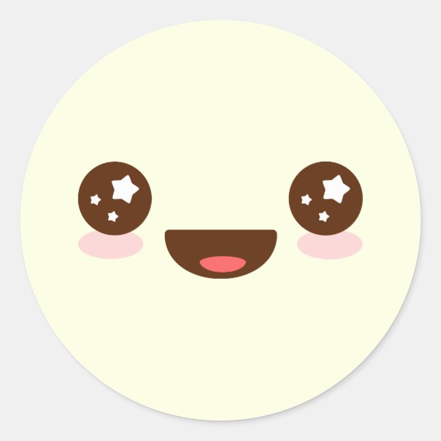 Cute Kawaii Sparkle face（☆ω☆*） Classic Round Sticker (Front)