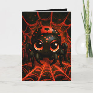 Cute Kawaii Spider Halloween Illustration Card