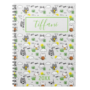 Cute Kawaii Sporty Cats Notebook