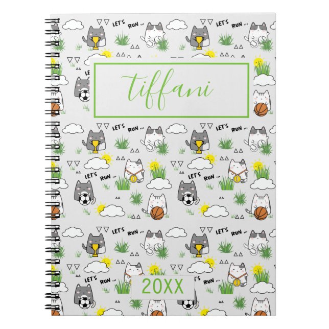 Cute Kawaii Sporty Cats Notebook (Front)