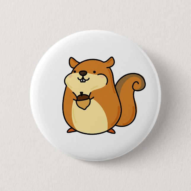Cute Kawaii Squirrel 6 Cm Round Badge (Front)