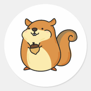 Cute Kawaii Squirrel Classic Round Sticker