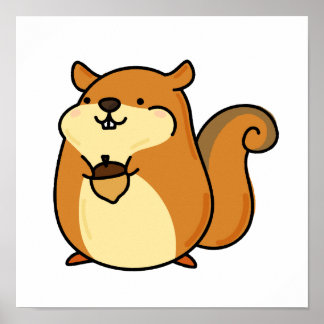 Cute Kawaii Squirrel Poster