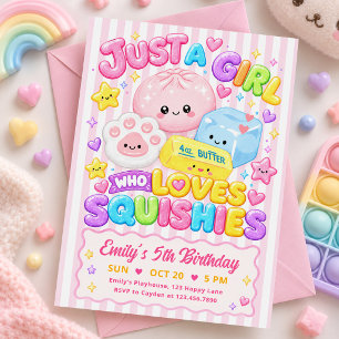Cute Kawaii Squishies Girl Birthday Party Invitation