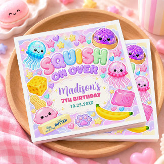 Cute Kawaii Squishies Girl Birthday Party Napkin