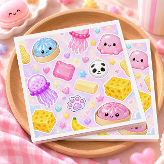 Cute Kawaii Squishies Girl Birthday Party Napkin