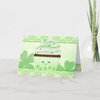 Cute kawaii St Patricks day cupcake Card