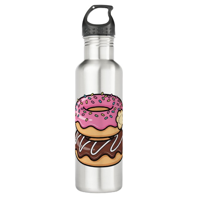 Cute Kawaii Stacked Donuts Illustration 710 Ml Water Bottle (Front)