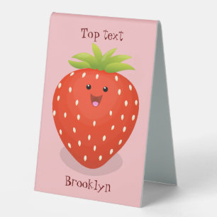 Cute kawaii strawberry cartoon illustration