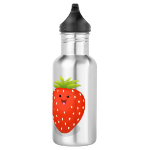 Cute kawaii strawberry cartoon illustration 532 ml water bottle