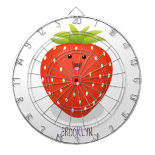 Cute kawaii strawberry cartoon illustration dartboard