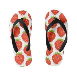 Cute kawaii strawberry cartoon illustration kid's thongs
