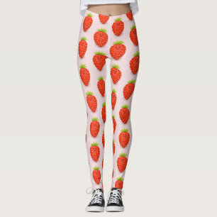 Cute kawaii strawberry cartoon illustration leggings
