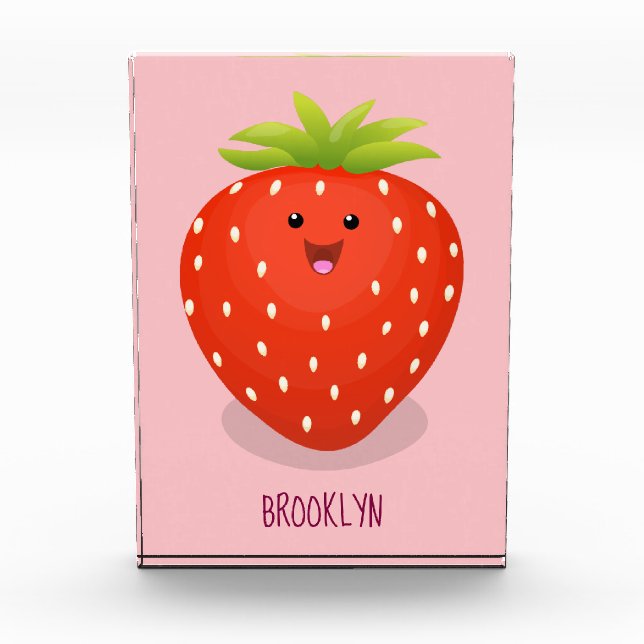Cute kawaii strawberry cartoon illustration photo block (Front)