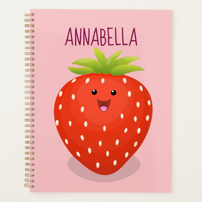Cute kawaii strawberry cartoon illustration planner (Front)