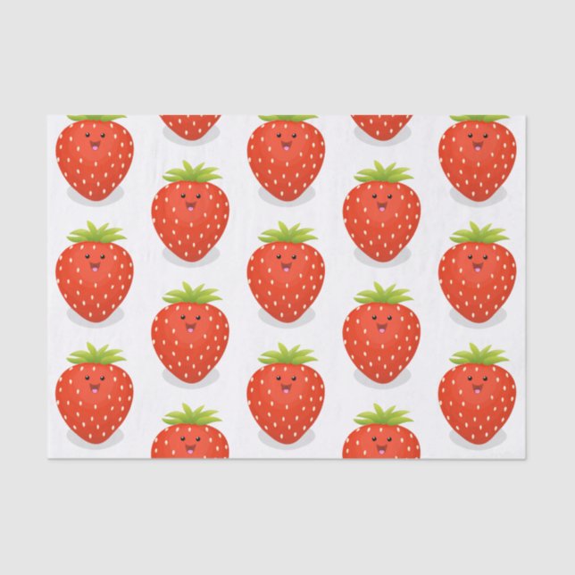 Cute kawaii strawberry cartoon illustration tissue paper (Front)