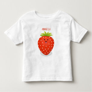 Cute kawaii strawberry cartoon illustration toddler T-Shirt
