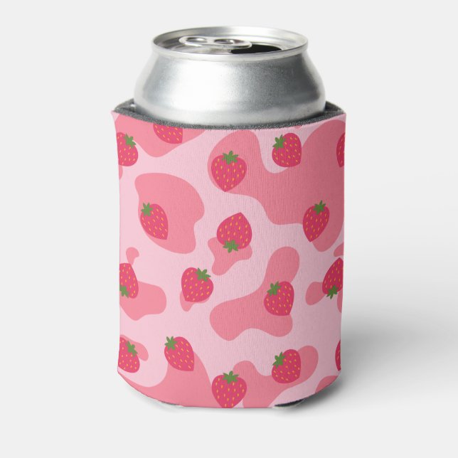 Cute Kawaii Strawberry Cow Pattern Can Cooler (Can Back)