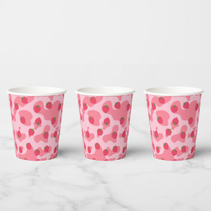 Cute Kawaii Strawberry Cow Pattern Paper Cups