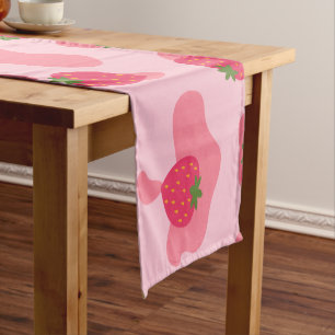 Cute Kawaii Strawberry Cow Pattern Short Table Runner