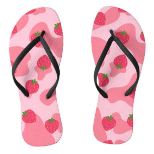 Cute Kawaii Strawberry Cow Pattern Thongs