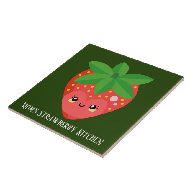 cute Kawaii strawberry decor kitchen  Ceramic Tile (Side)