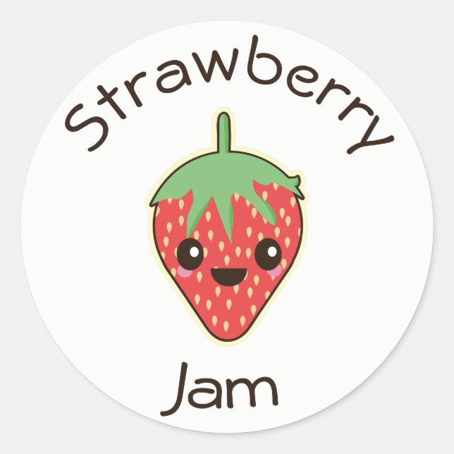 Cute Kawaii Strawberry Jam Jar Label (Front)