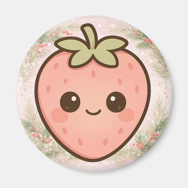 Cute Kawaii Strawberry Magnet (Front)