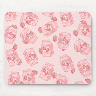 Cute Kawaii Strawberry Milk Cartoon Mouse Pad