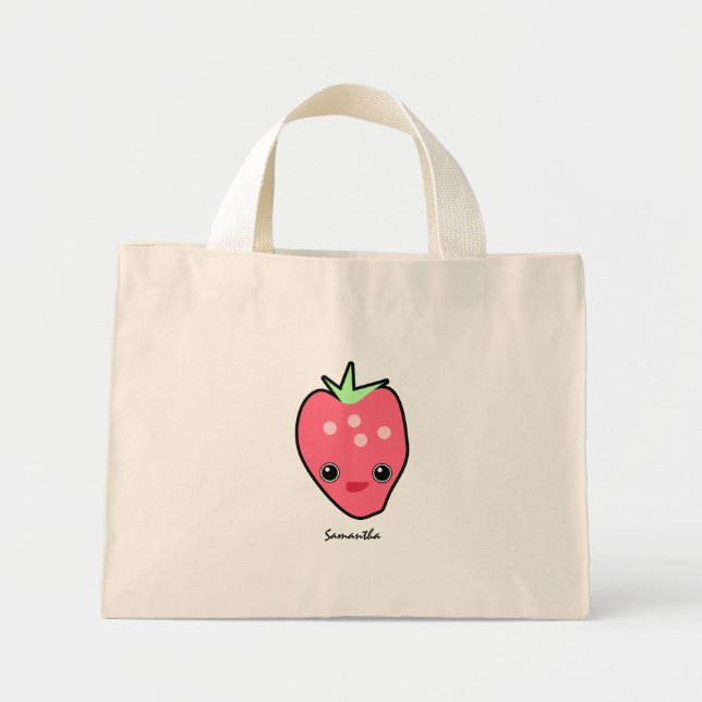 Cute Kawaii Strawberry Mini Tote Bag (Front)