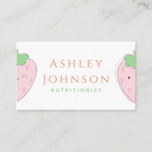 Cute Kawaii Strawberry Nutritionist Dietician Food Business Card