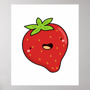 Cute Kawaii Strawberry Poster