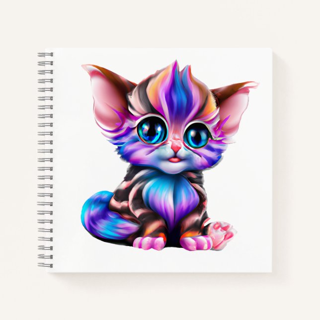 Cute Kawaii Striped Baby Kitten   Notebook (Front)