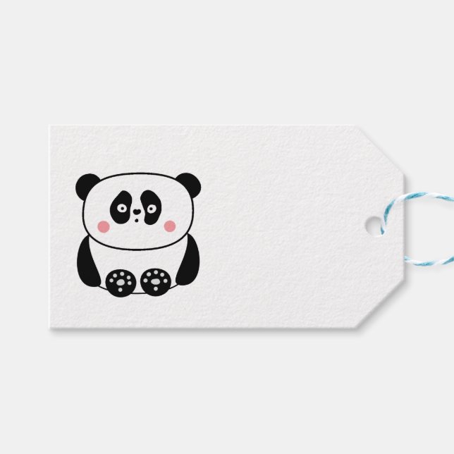 Cute kawaii-style animals panda gift tag (Front (Horizontal))