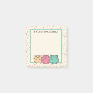 Cute Kawaii Style Cartoon Hamsters Personalised Post-it Notes